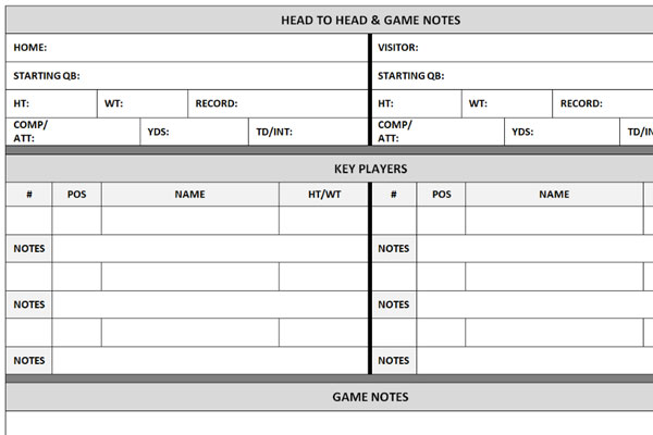 Sportscaster Life's Football Drive Chart